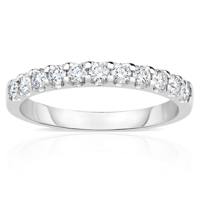 Costco UK 0.50ctw Round Brilliant Cut Diamond Half Eternity Ring, 18ct White Gold - Size L- Buy online at McGrocer