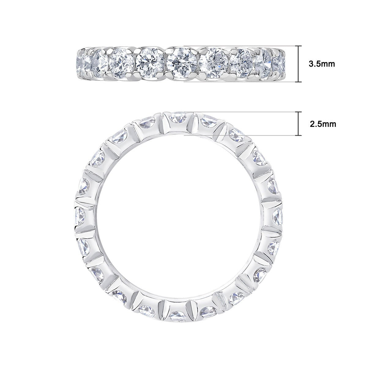 2ctw round brilliant diamond eternity ring platinum size M - British product