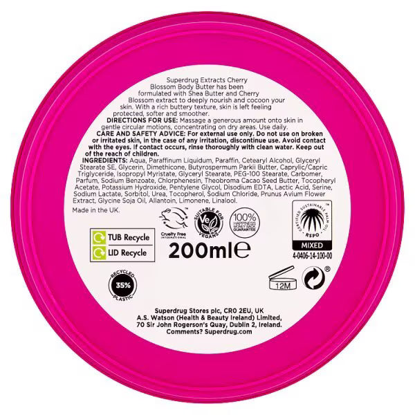 Superdrug Extracts Cherry Blossom Body Butter (British brand)