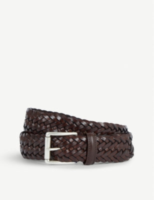 Anderson's woven leather belt braided matte buckle - British product