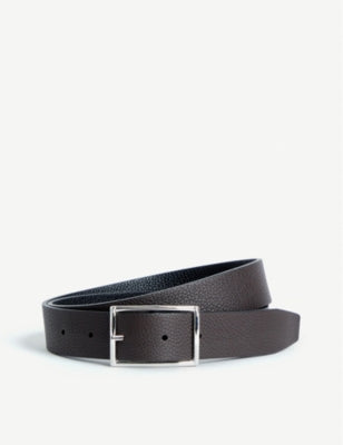 Andersons grained leather reversible belt with silver buckle, imported from the UK