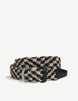 Anderson's woven elastic belt with leather trim (British brand)