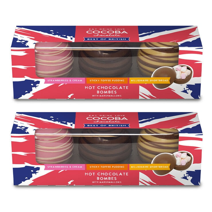 Cocoba Best Of British Hot Chocolate Bombes 3 x 50g x 2 Packs