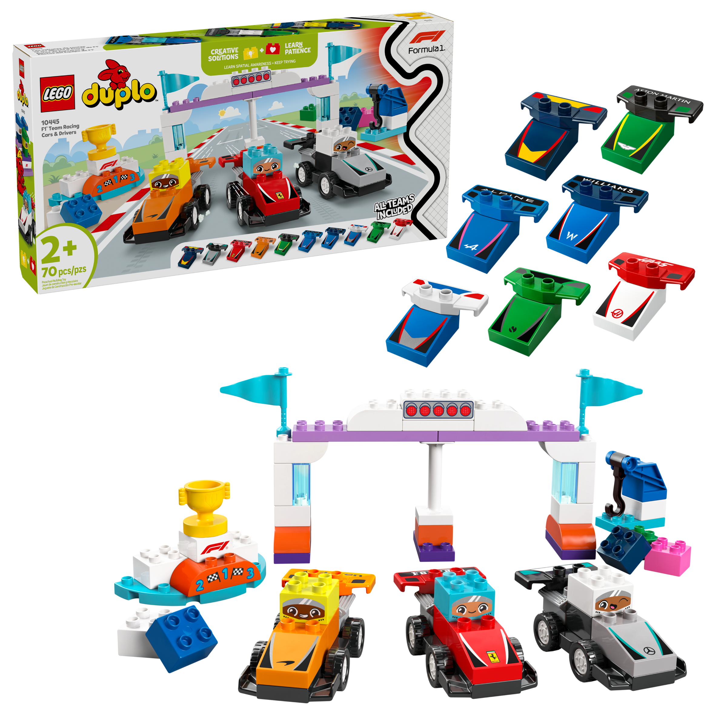 LEGO DUPLO F1 Racing Cars Drivers 70 Pieces - British product