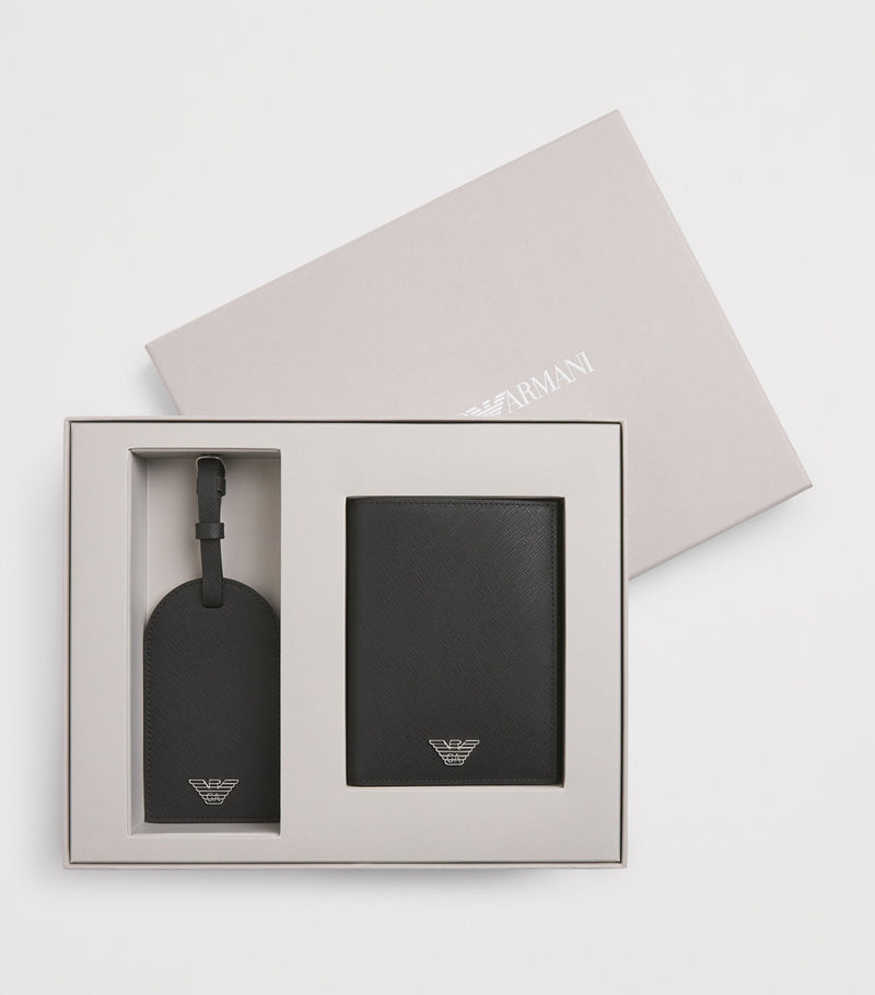 Emporio Armani leather passport holder and tag set - British product