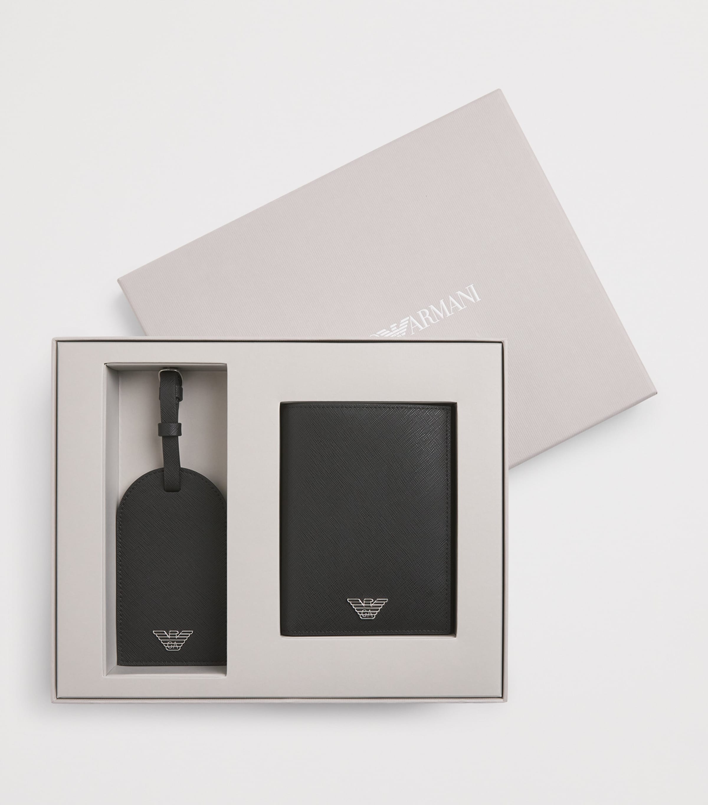 Emporio Armani leather passport holder and tag set - British product