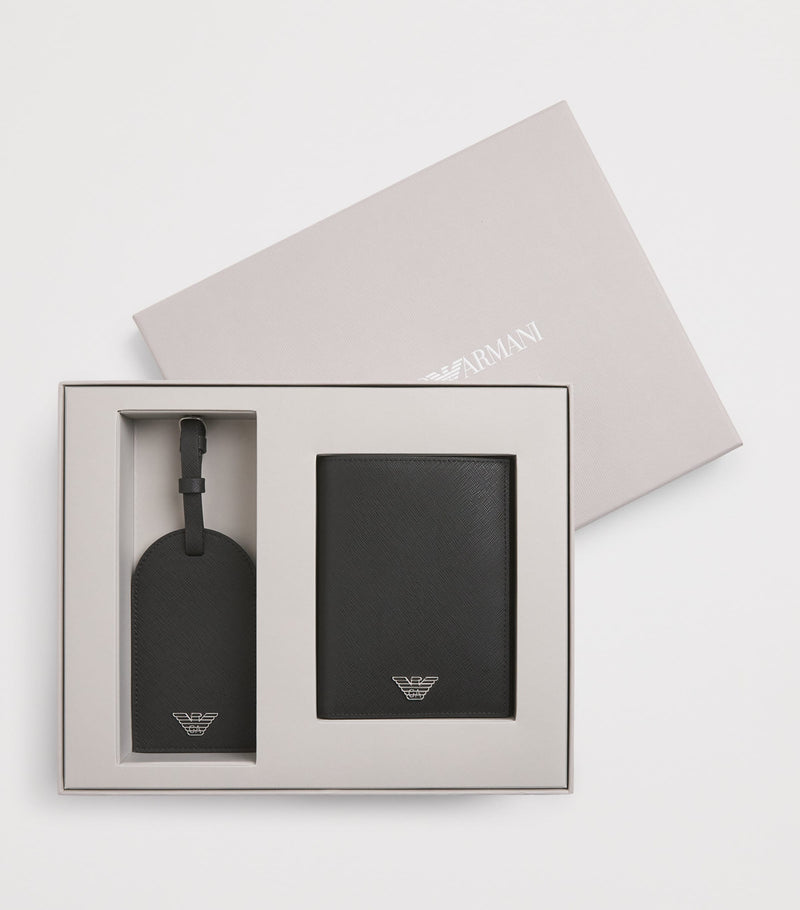 Emporio Armani leather passport holder and tag set - British product