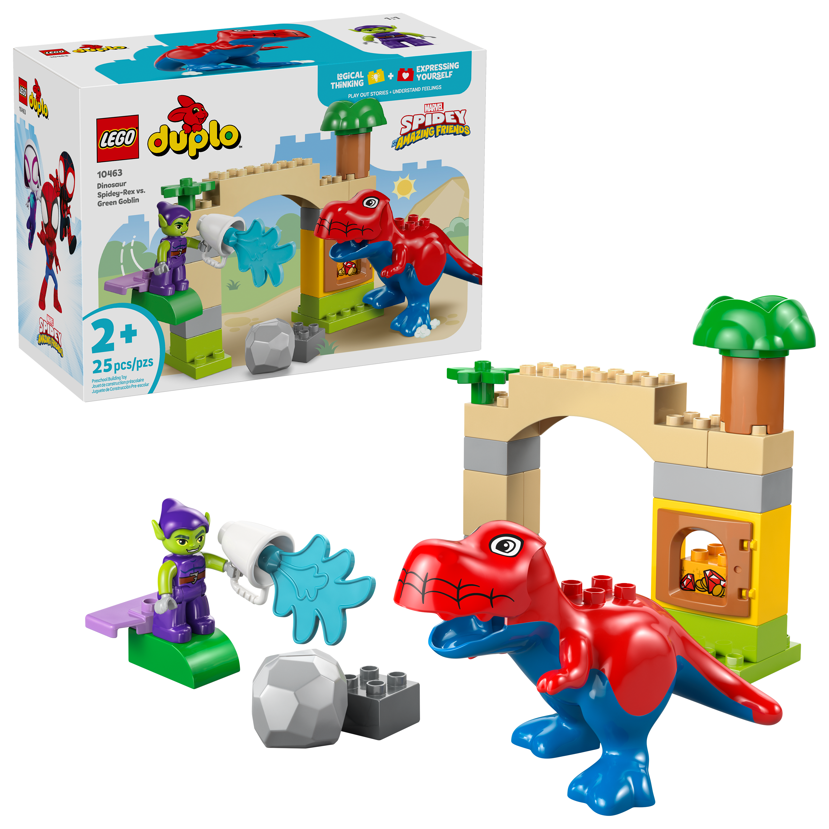 LEGO DUPLO Spidey-Rex vs Green Goblin 25-piece set, UK version
