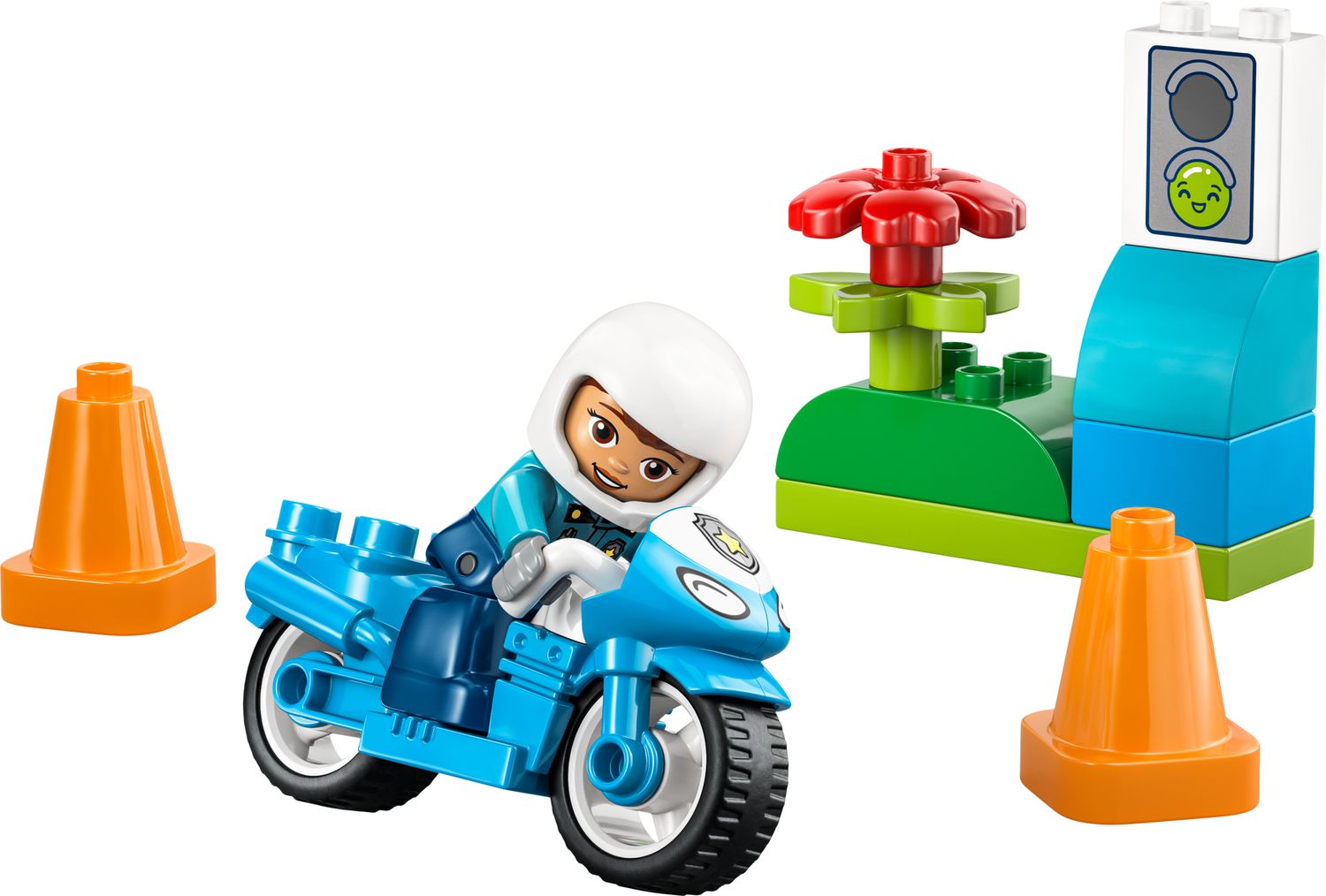 LEGO DUPLO Blue Police Motorcycle toddler playset, imported from the UK