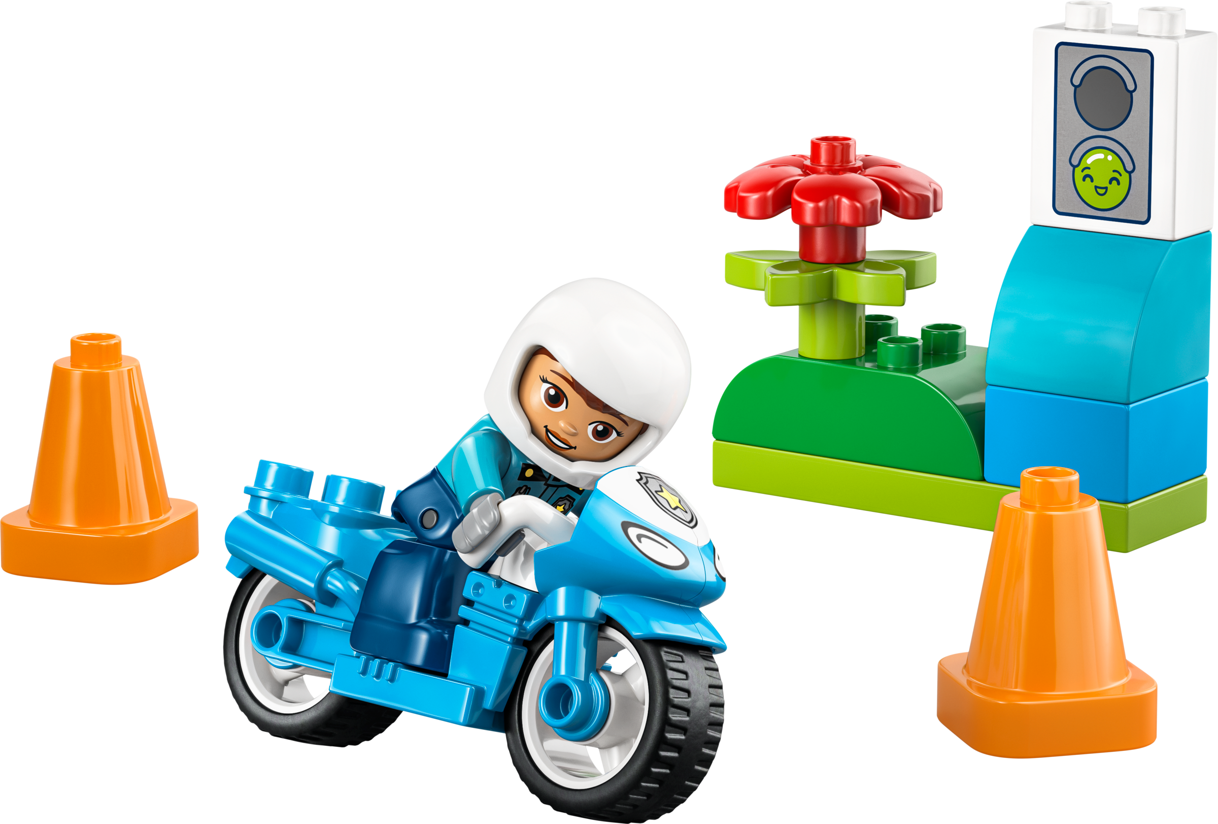 LEGO DUPLO Blue Police Motorcycle toddler playset, imported from the UK