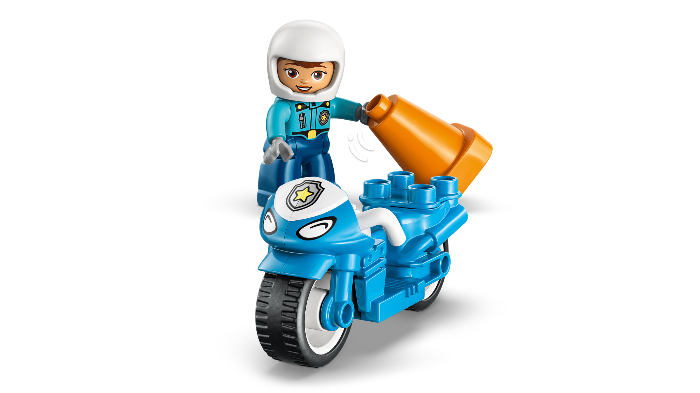LEGO DUPLO Blue Police Motorcycle toddler playset, imported from the UK