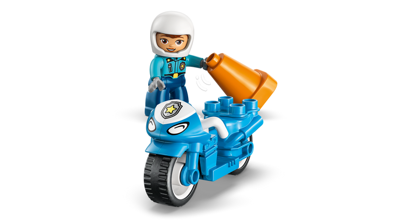 LEGO DUPLO Blue Police Motorcycle toddler playset, imported from the UK
