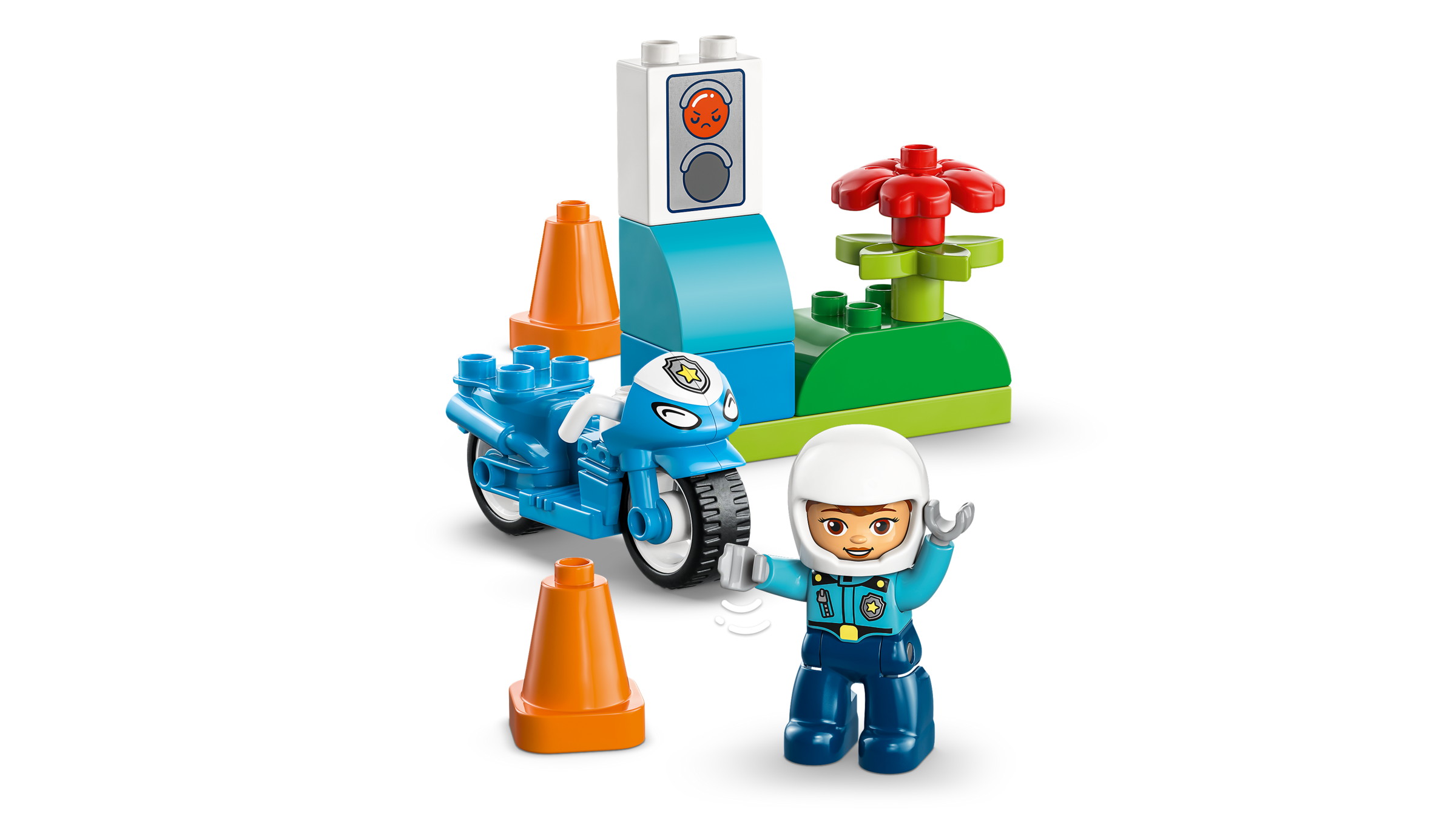 LEGO DUPLO Blue Police Motorcycle toddler playset, imported from the UK