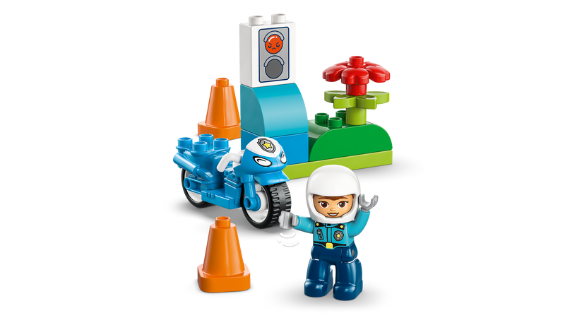 LEGO DUPLO Blue Police Motorcycle toddler playset, imported from the UK