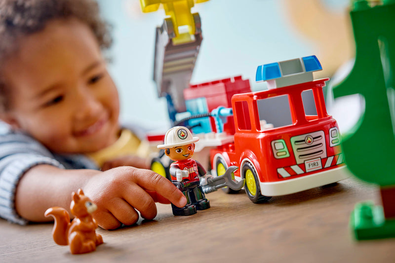 LEGO DUPLO fire truck with hose and firefighter, UK version