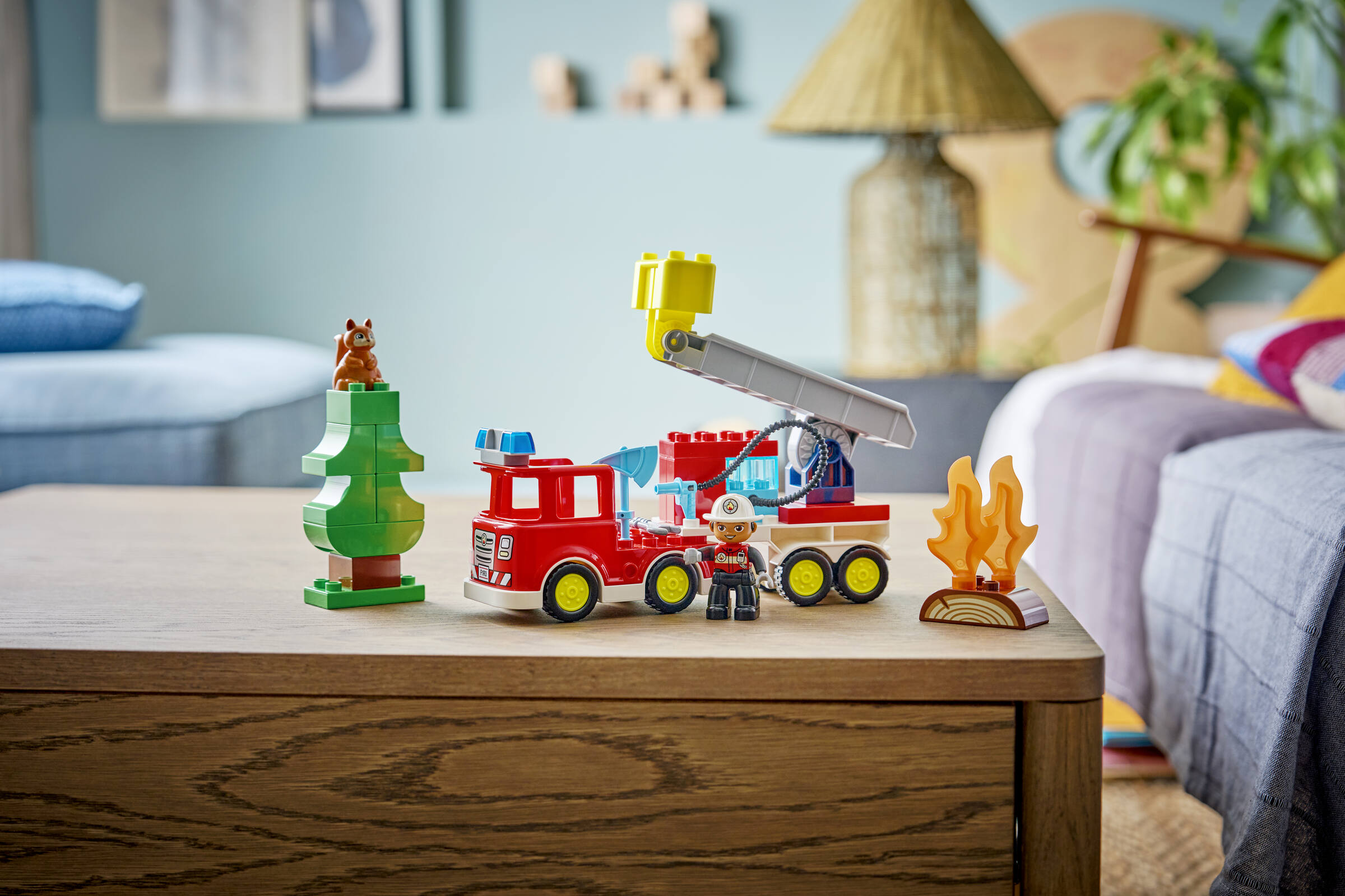 LEGO DUPLO fire truck with hose and firefighter, UK version