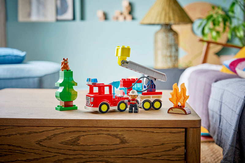LEGO DUPLO fire truck with hose and firefighter, UK version