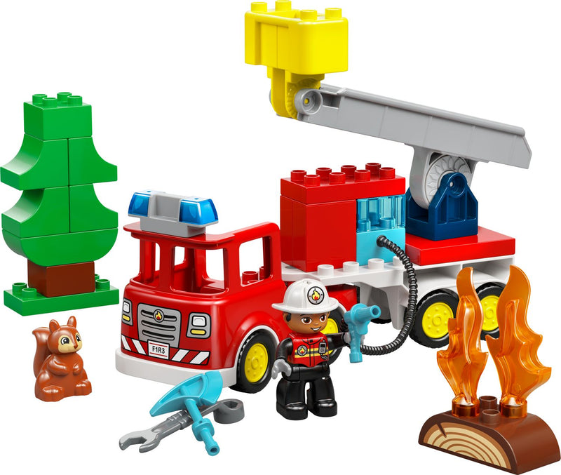 LEGO DUPLO fire truck with hose and firefighter, UK version