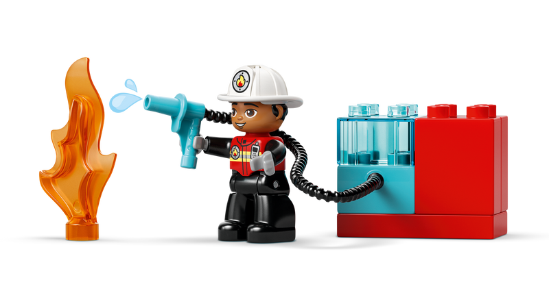LEGO DUPLO fire truck with hose and firefighter, UK version