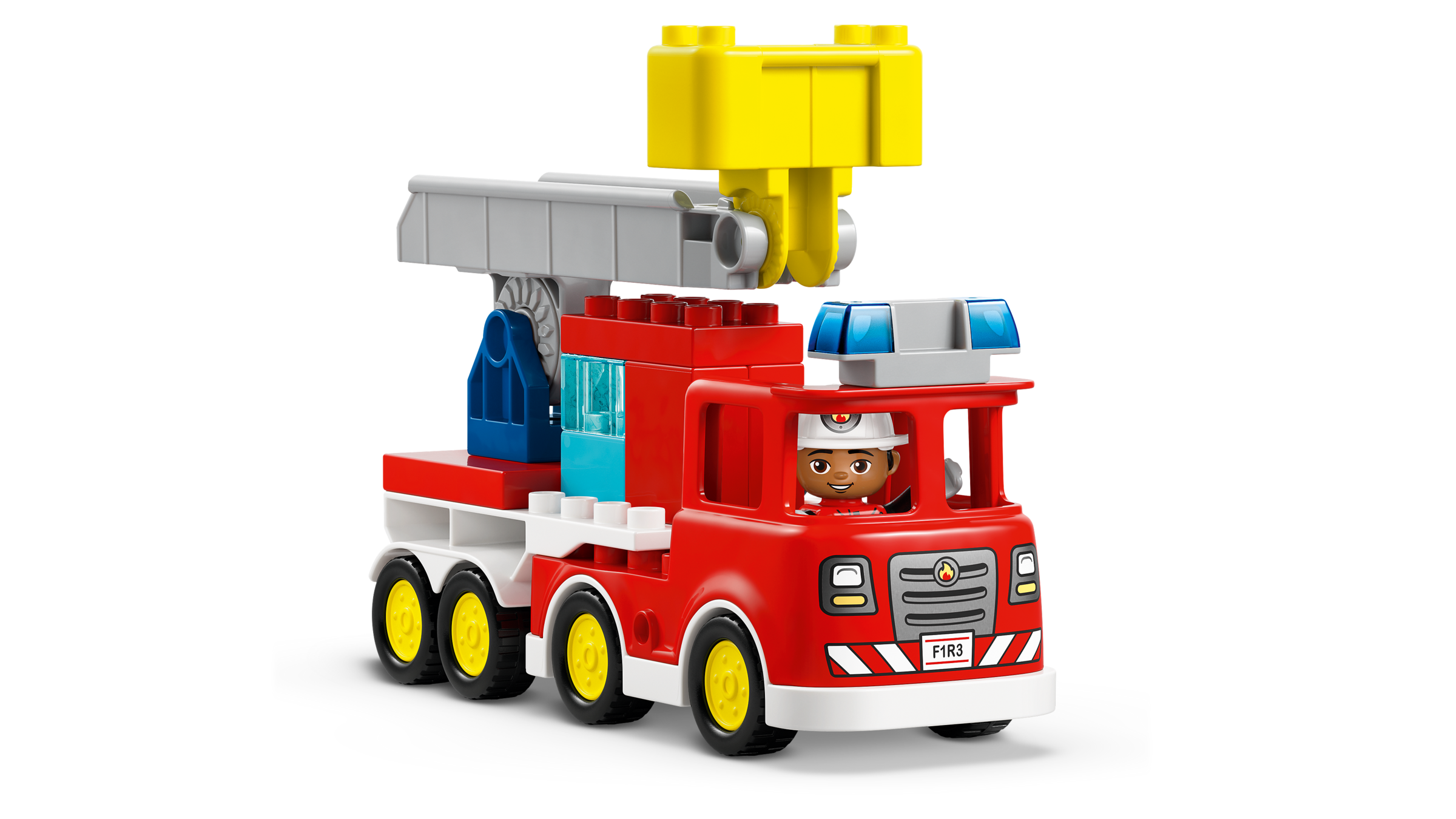 LEGO DUPLO fire truck with hose and firefighter, UK version