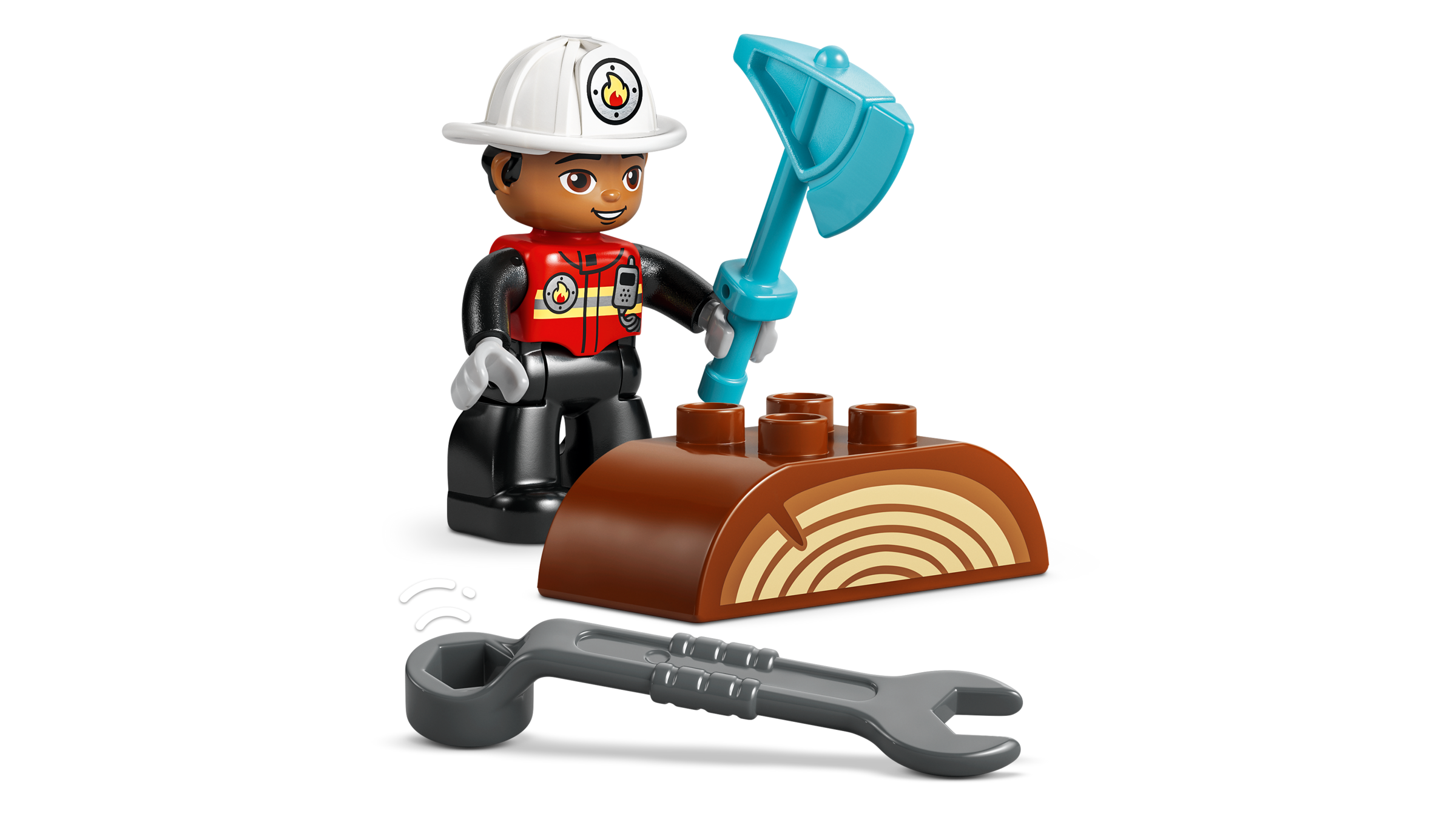 LEGO DUPLO fire truck with hose and firefighter, UK version