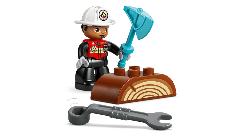 LEGO DUPLO fire truck with hose and firefighter, UK version