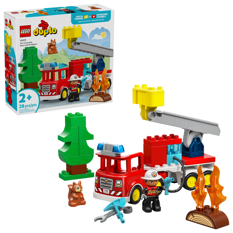 LEGO DUPLO fire truck with hose and firefighter, UK version