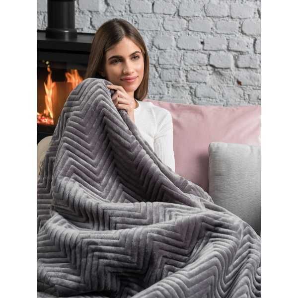 Dreamland Intelliheat Luxury Herringbone Heated Throw - Grey GOODS Superdrug   