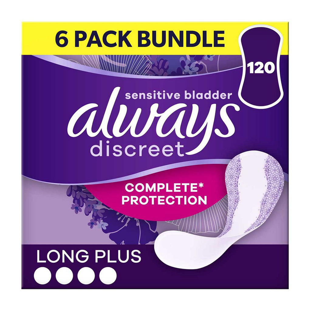 Always Discreet Incontinence Liners Long Plus - 120 Liners (6 pack bundle)