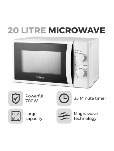 Next Tower White 20L 700W Microwave- Buy online at McGrocer