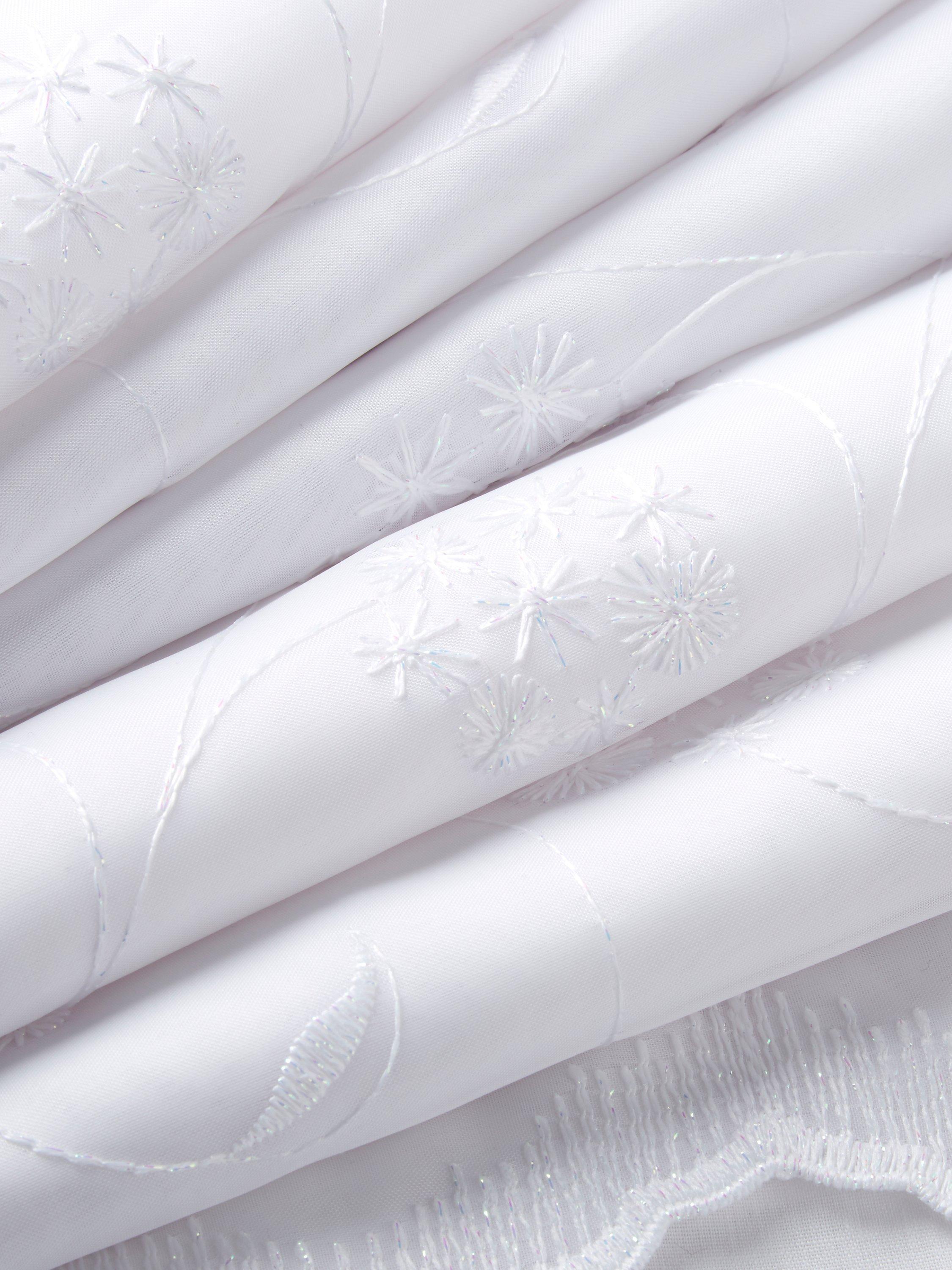 Deyron weißer Voile Stoff mit floralem Finish, importiert aus dem Vereinigten Königreich
