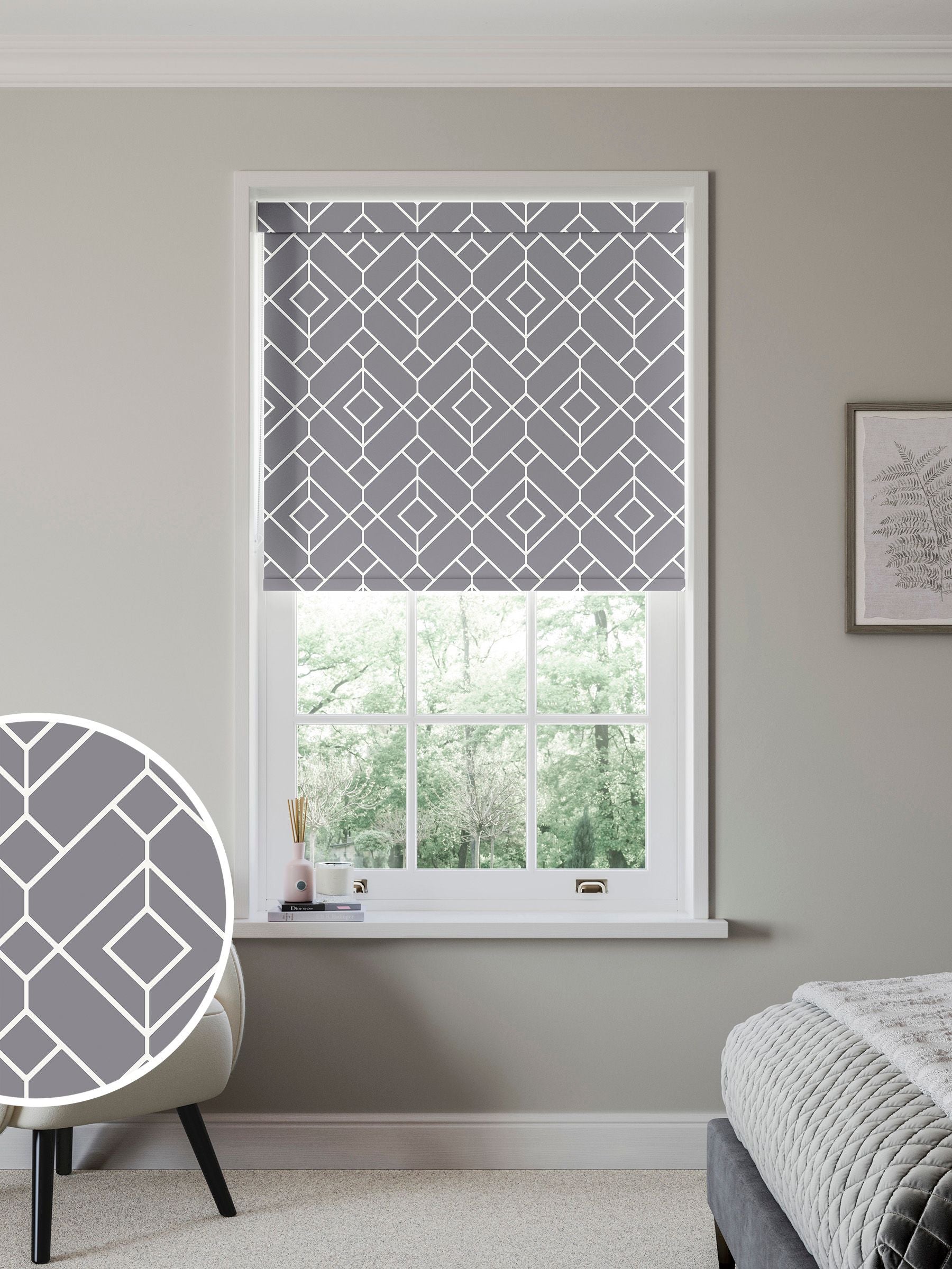 Next grey Lattice Geo roller blind, UK version