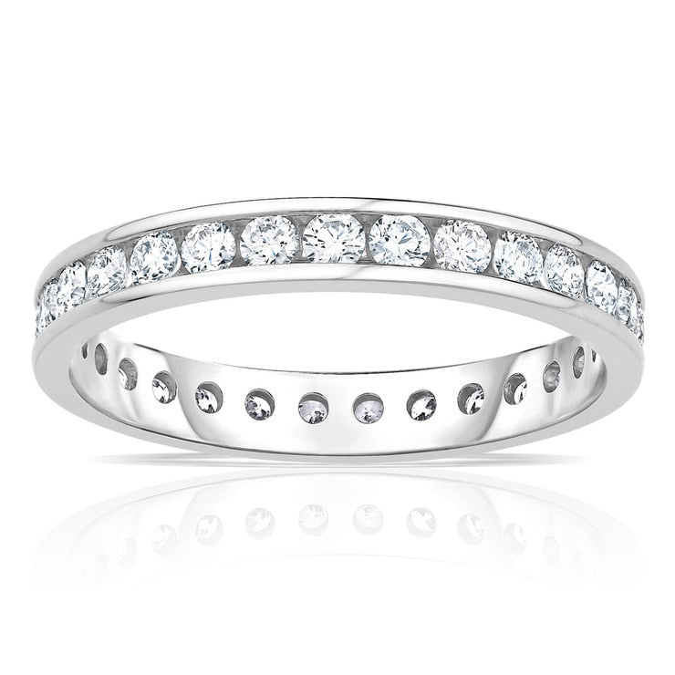 Bague d'éternité Costco 1ctw diamant rond éclatant serti baguette, importée du Royaume-Uni