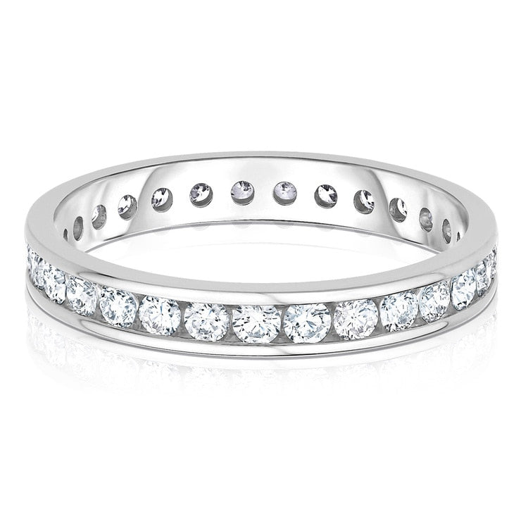Bague d'éternité Costco 1ctw diamant rond éclatant serti baguette, importée du Royaume-Uni