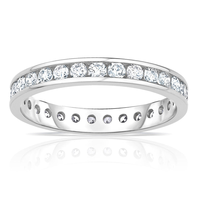 Bague d'éternité Costco 1ctw diamant rond éclatant serti baguette, importée du Royaume-Uni
