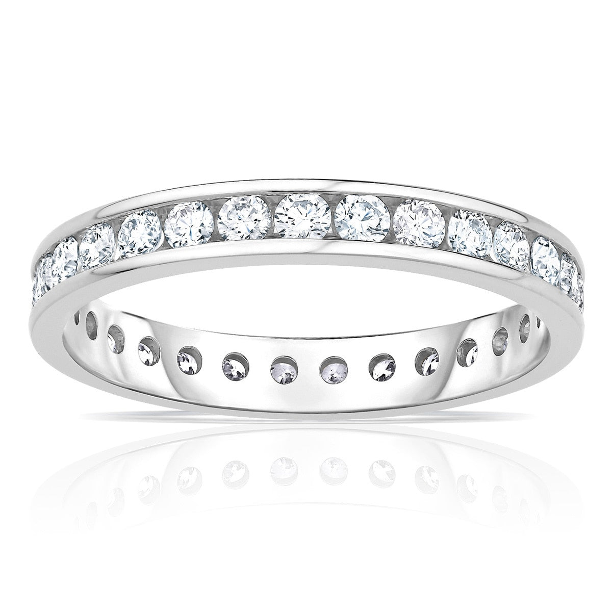 Bague d'éternité Costco 1ctw diamant rond éclatant serti baguette, importée du Royaume-Uni