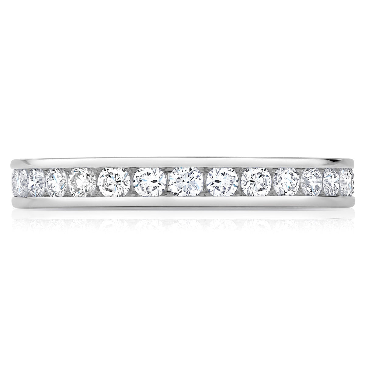 Bague d'éternité Costco 1ctw diamant rond éclatant serti baguette, importée du Royaume-Uni