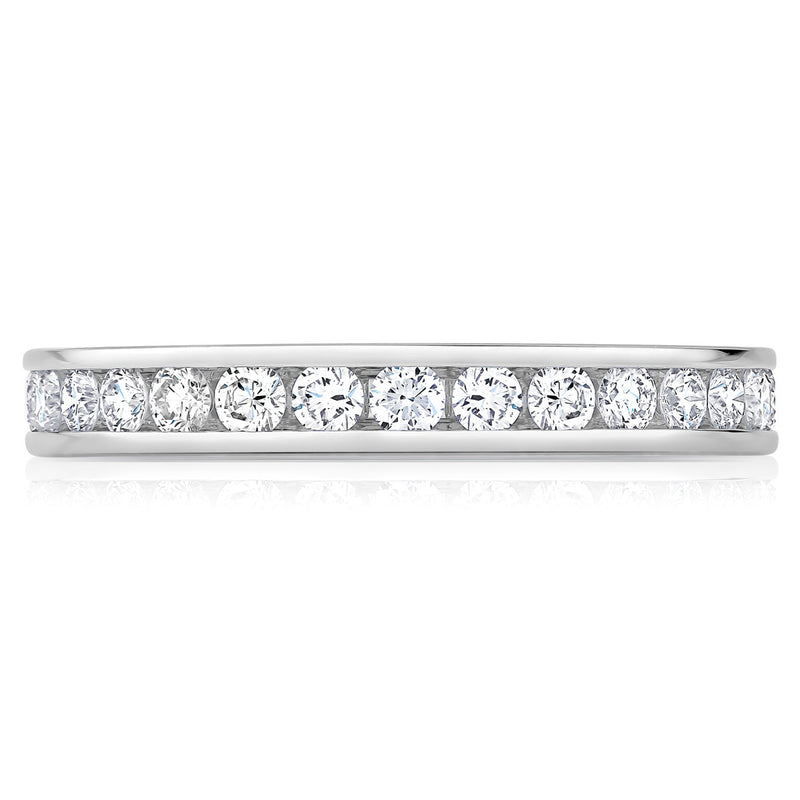 Bague d'éternité Costco 1ctw diamant rond éclatant serti baguette, importée du Royaume-Uni