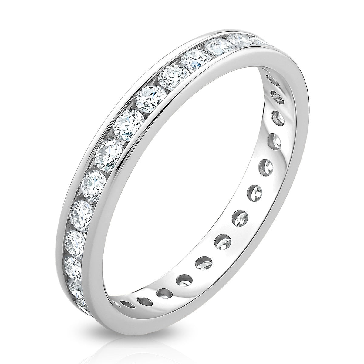 Bague d'éternité Costco 1ctw diamant rond éclatant serti baguette, importée du Royaume-Uni