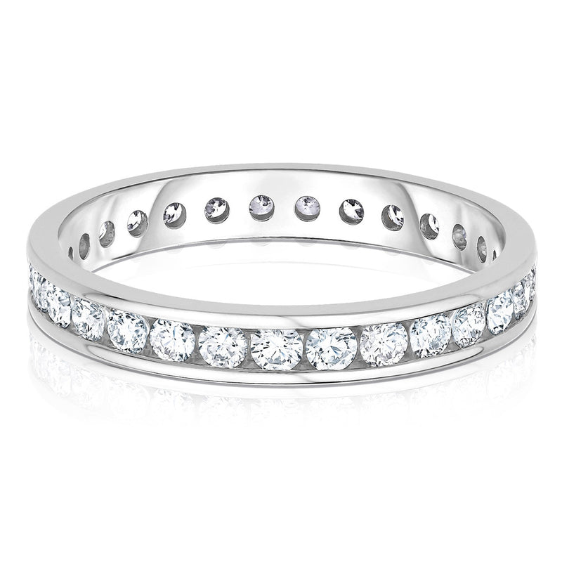 Bague d'éternité Costco 1ctw diamant rond éclatant serti baguette, importée du Royaume-Uni