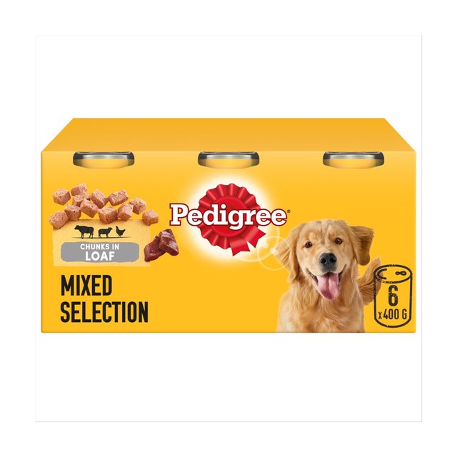 Pedigree Adult Wet Dog Food Tins Mixed in Loaf   6 x 400g GOODS M&S   