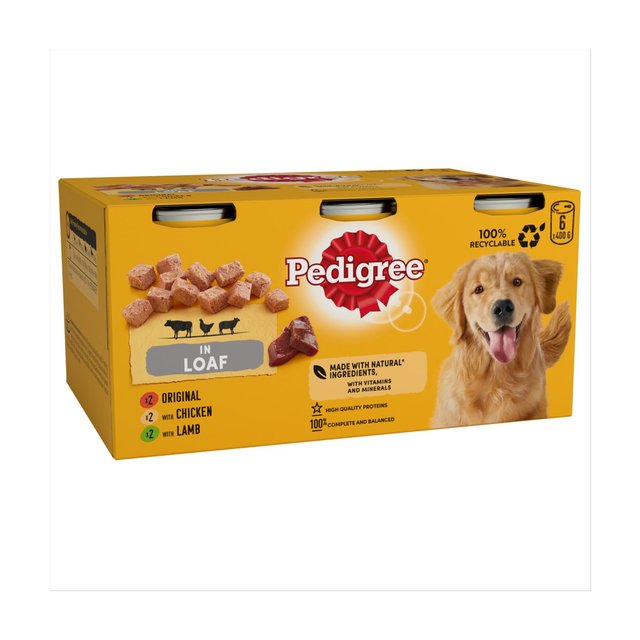 Pedigree Adult Wet Dog Food Tins Mixed in Loaf   6 x 400g GOODS M&S   