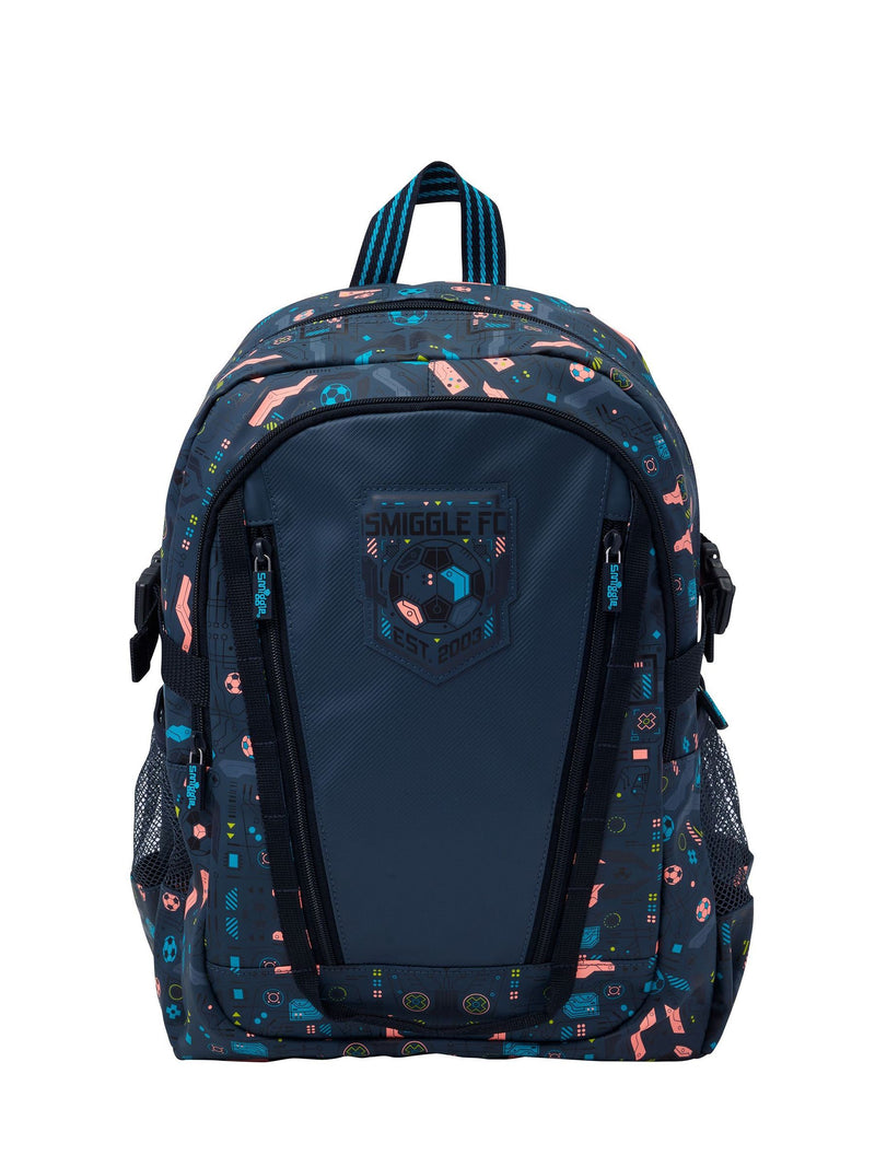 Smiggle grey power play backpack classic football print (British brand)