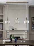 Next brushed nickel Gloucester pendant ceiling light with 3 glass shades, UK version
