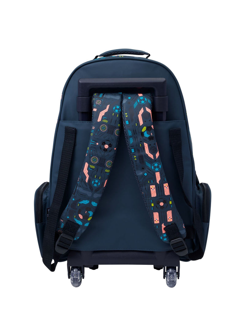 Smiggle Grey Power Play Trolley Backpack with light up wheels, UK version