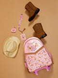 Smiggle Pink Wildflower Trolley Backpack light-up wheels - British product