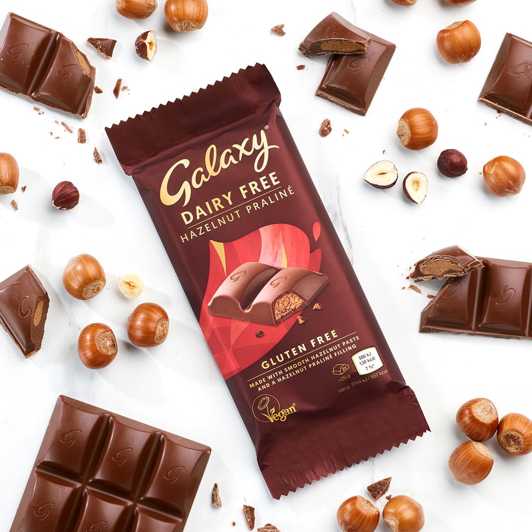 Galaxy dairy free chocolate praline 100g, imported from the UK