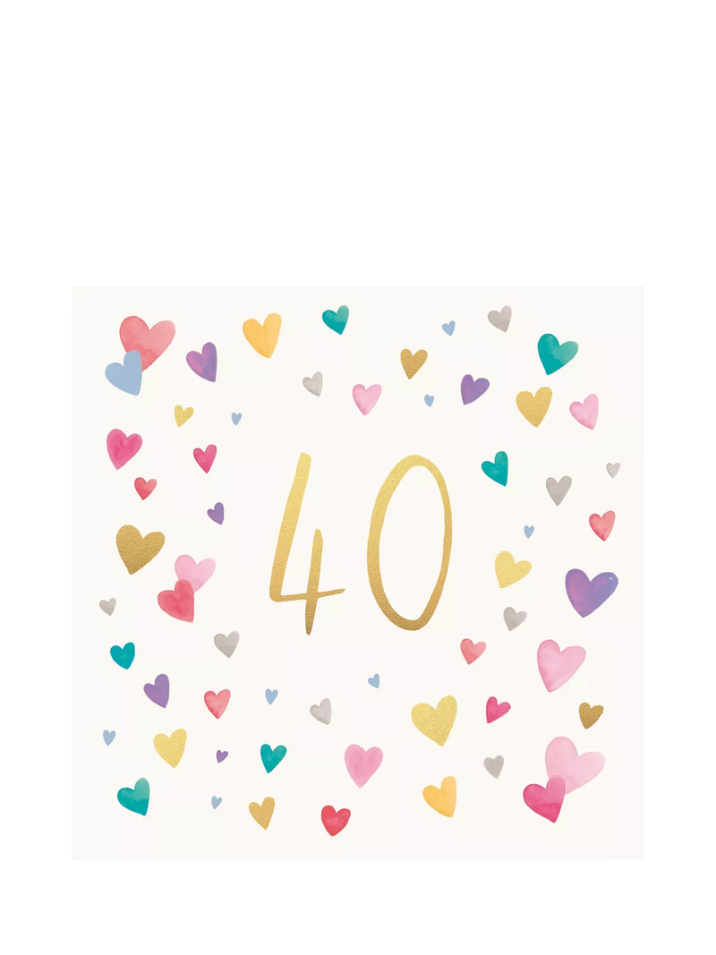 Woodmansterne happy 40th birthday card with hearts design - British product