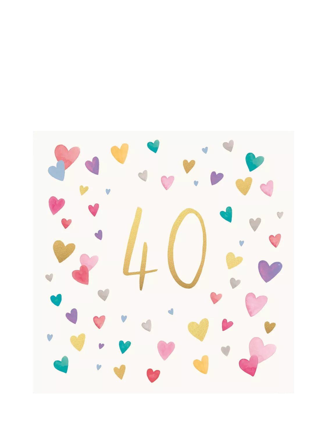 Woodmansterne happy 40th birthday card with hearts design - British product