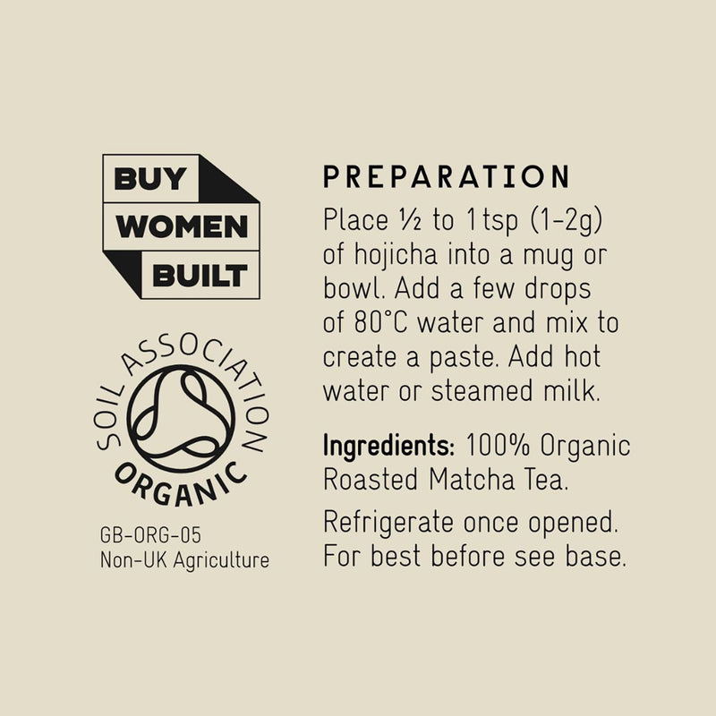 OMGTea organic hojicha roasted matcha green tea 30g - British product